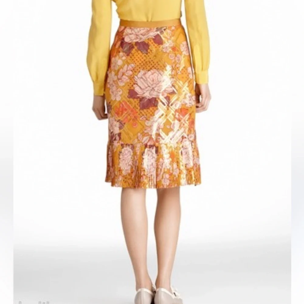 Tory Burch Opalina Silk Floral Print Ruffle Skirt